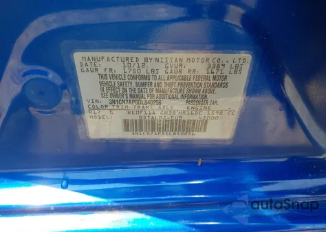 2013 Nissan Versa 1.6 Sv z USA, uszkodzony, nr VIN 3N1CN7AP5DL840256